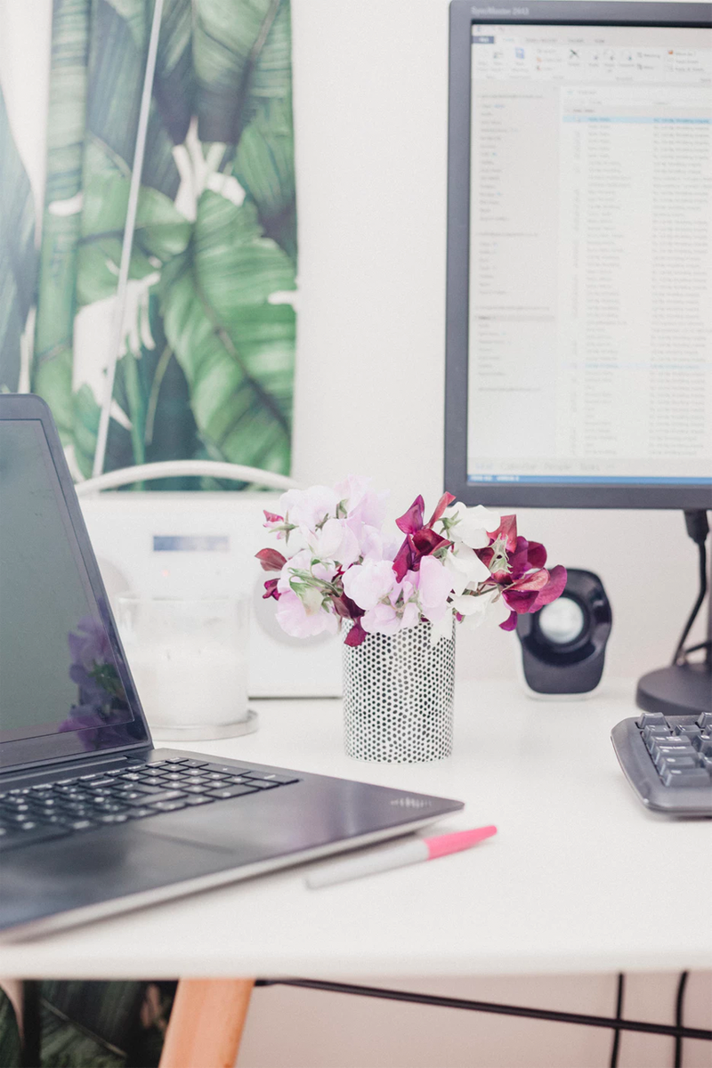 A bright home office workspace